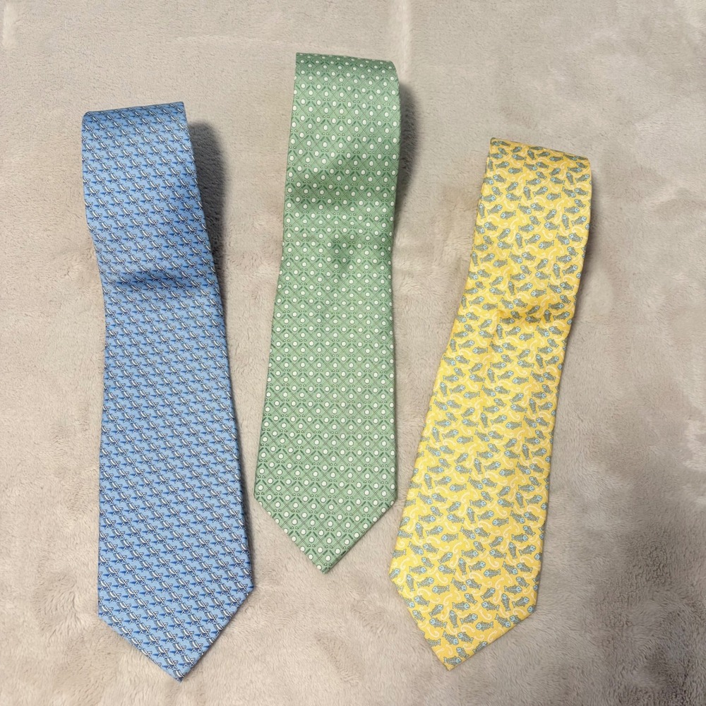Vineyard Vines Silk Animal Golf Beach Tie Lot Men Multicolor size OS Preppy 3pc
